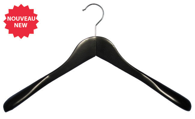 Shop BLACK MATTE WOOD COAT HANGER WITH SATIN HOOK 17